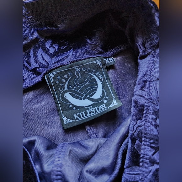 Killstar Velvet Plum Lace-Up Leggings - Picture 7 of 9